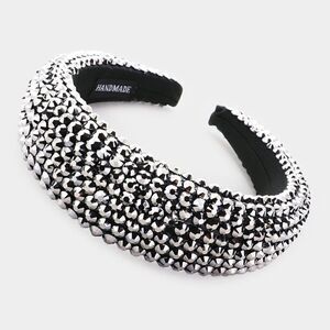 2/$22 Hematite Faceted Bead Padded Headband